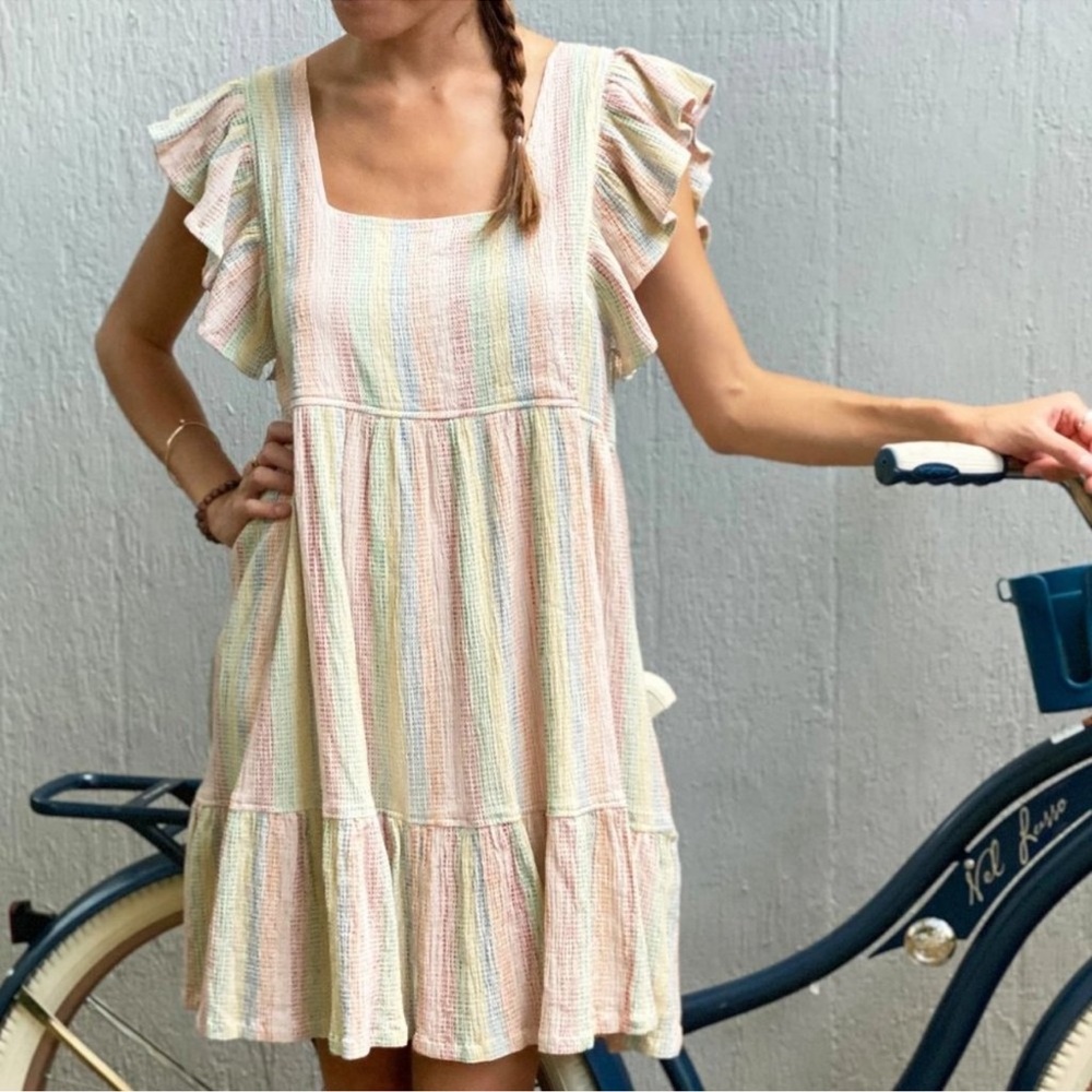 Pink Chicken Elsie Rainbow Stitch Dress Size M